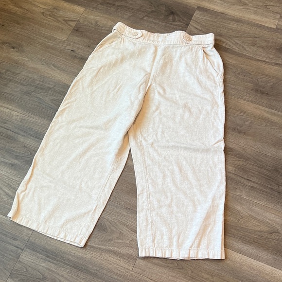 Women's Croft & Barrow® Pull-On Wide Leg Crop Pants linen blend size L beige - Picture 5 of 5